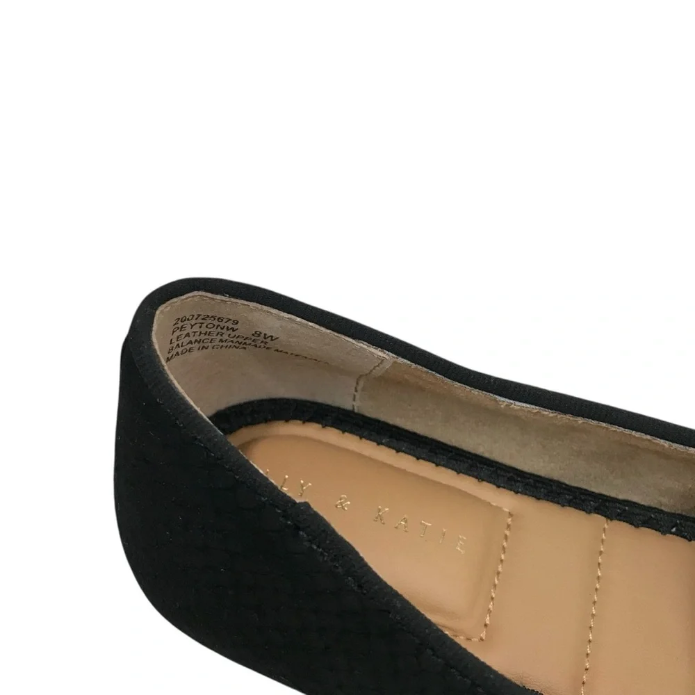 Kelly & Katie Peyton Black Snake Print Round Toe Loafers Womens Size 8 Leather - Picture 2 of 7
